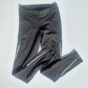 H&M Black Running Tights Zipper Cuffs High Stretch Compression